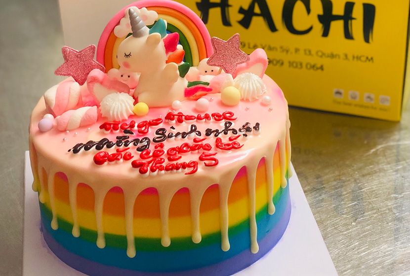  Bánh kem bắp unicorn thế giới cầu vòng 