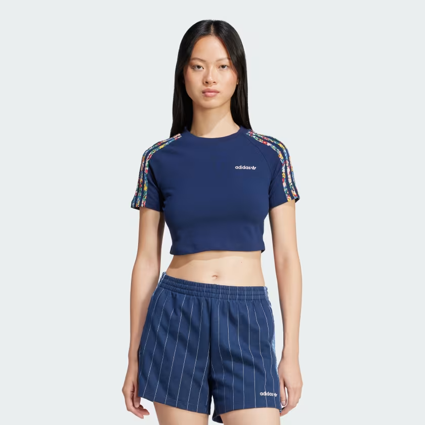 Áo Baby Tee adidas Originals x Liberty London 3 sọc Nữ - JC7788