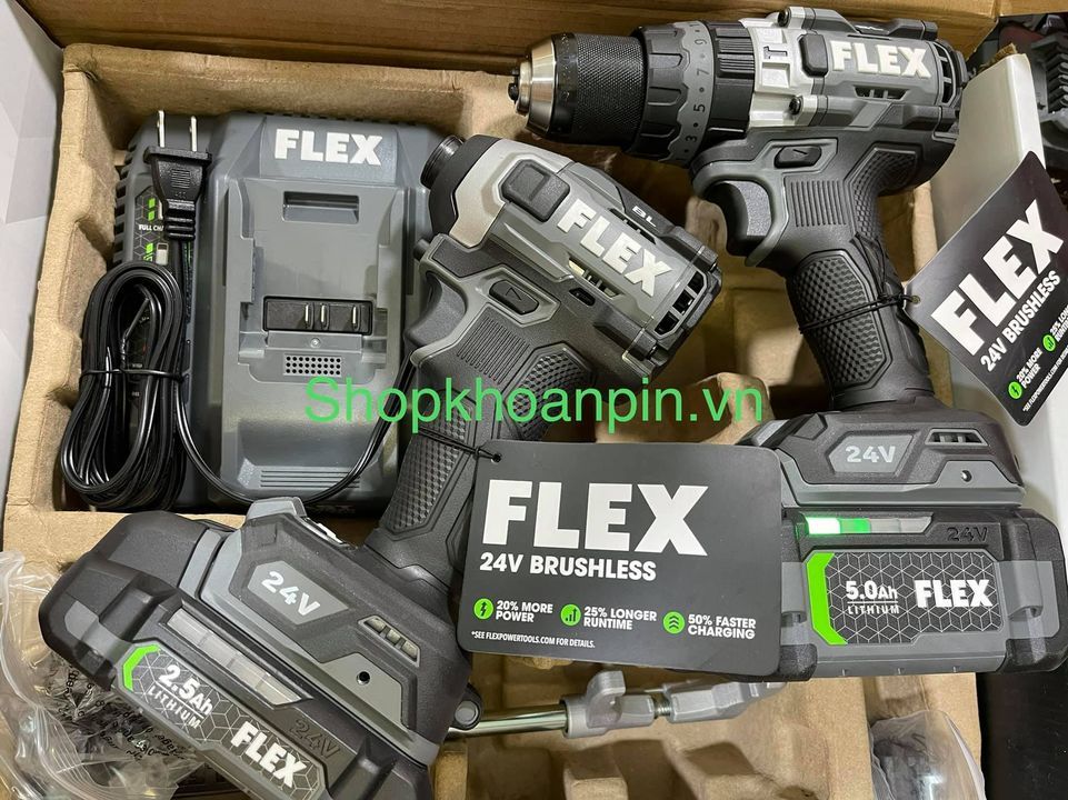 Bộ máy khoan và máy vặn vít pin Flex FXM202-2B 24V