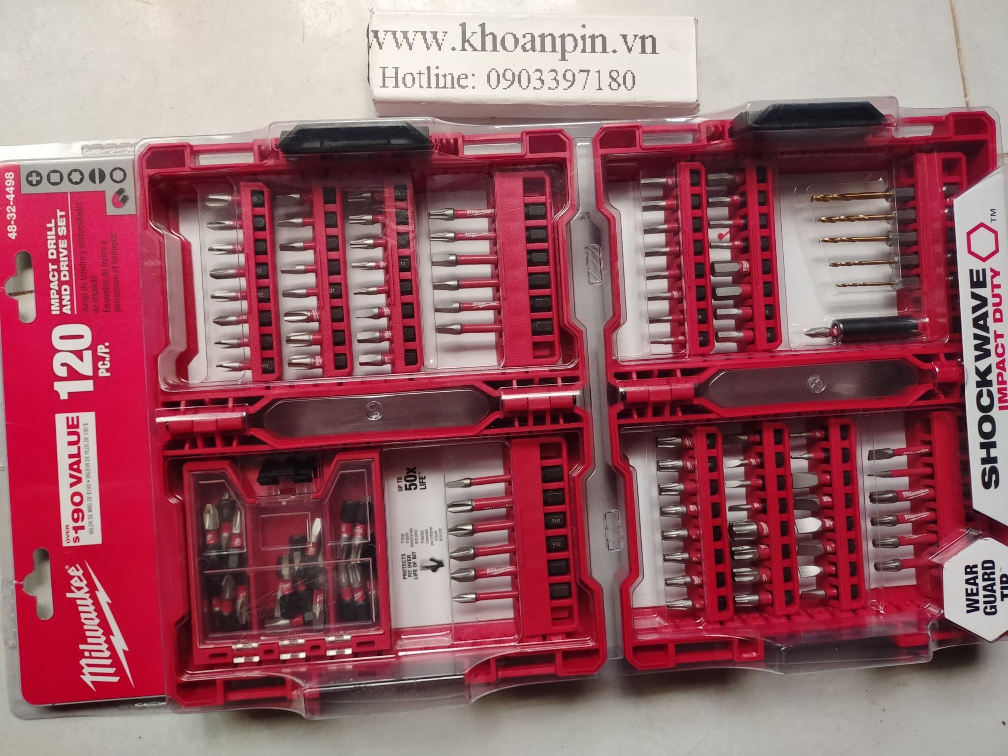 Bộ mũi khoan và vít Milwaukee bằng thép hợn kim SHOCKWAVE Impact Duty - 120 chiếc