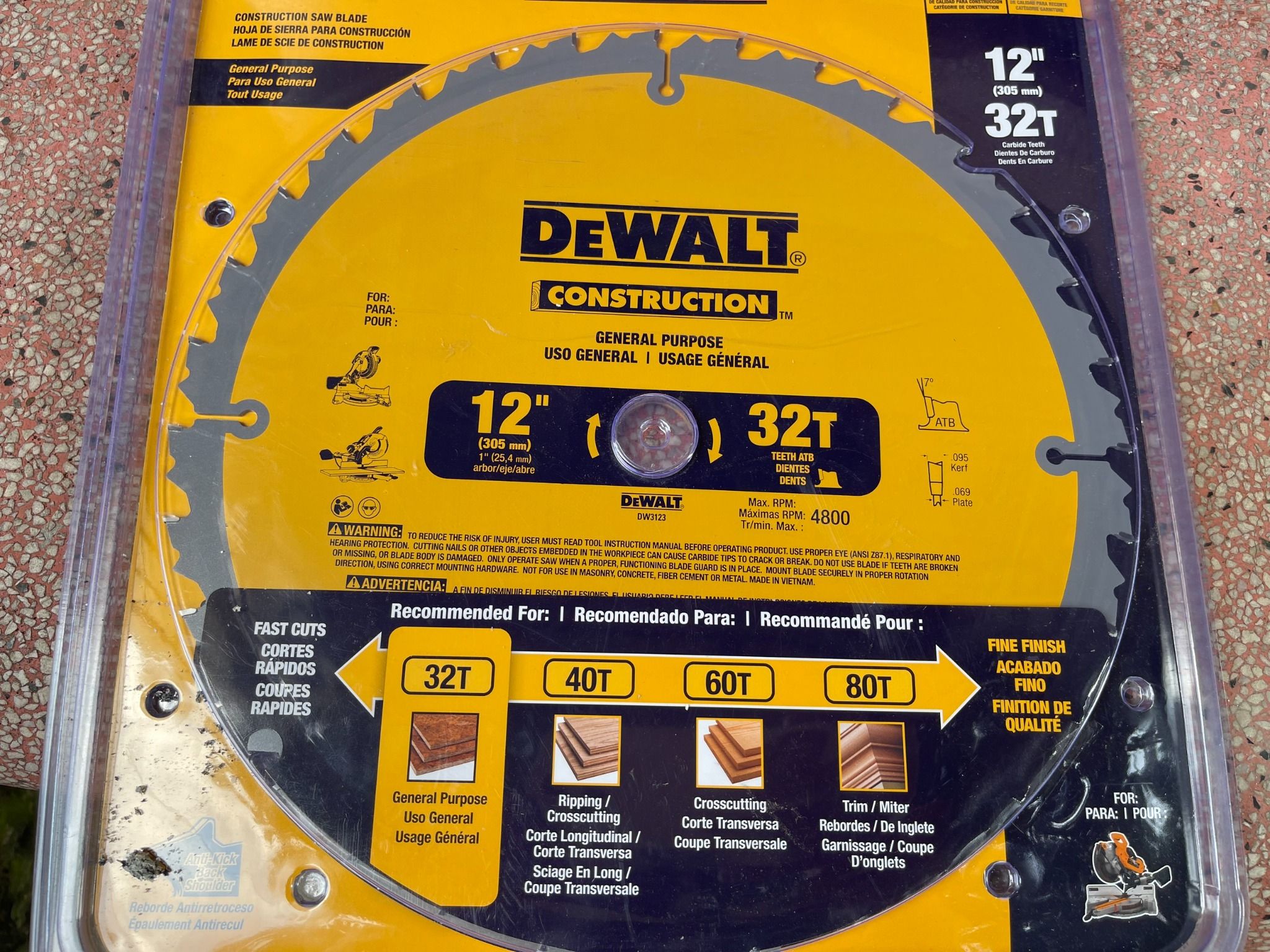 lưỡi cắt gỗ 305mm DEWALT DW3123 usa