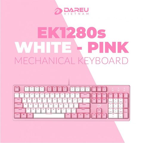  Bàn phím DAREU EK1280s Pink White (USB/Pink LED/Red switch) 