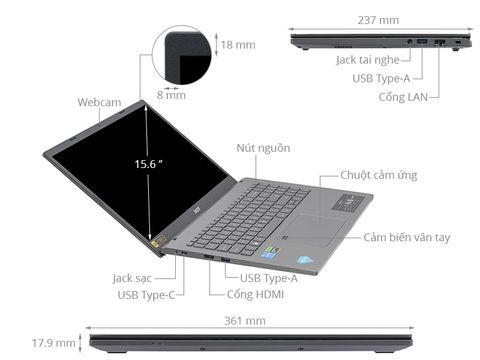  Laptop Acer Aspire 5 Gaming A515 58GM 51LB i5 13420H/16GB/512GB/4GB RTX2050/Win11 (NX.KQ4SV.002) 