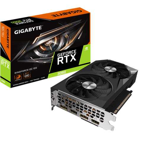  VGA GIGABYTE GeForce RTX™ 3060 WINDFORCE OC 12G (GV-N3060WF2OC-12GD) 
