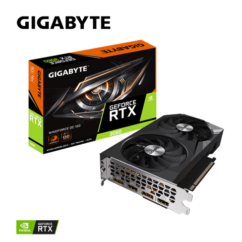  VGA GIGABYTE GeForce RTX™ 3060 WINDFORCE OC 12G (GV-N3060WF2OC-12GD) 