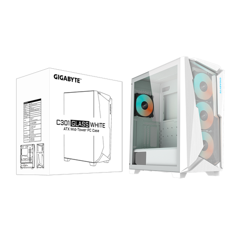  Case GIGABYTE C301 GLASS White 