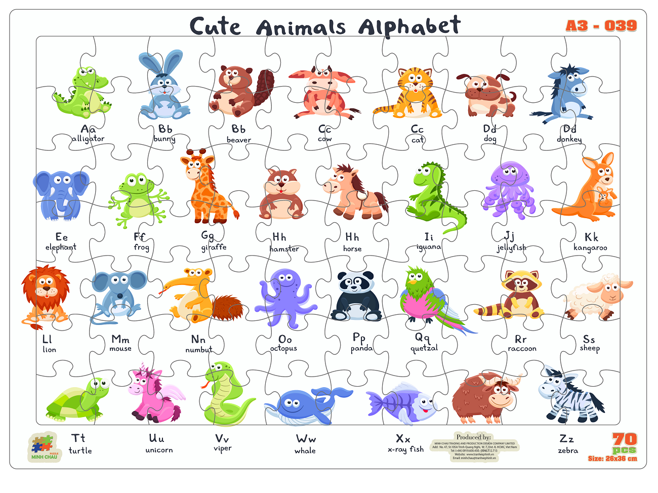  Xếp hình bảng A3-70 mảnh Cute Animal 