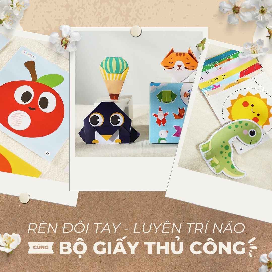  Bộ đồ chơi thủ công cắt dán, gấp giấy, tô màu Lalala baby 