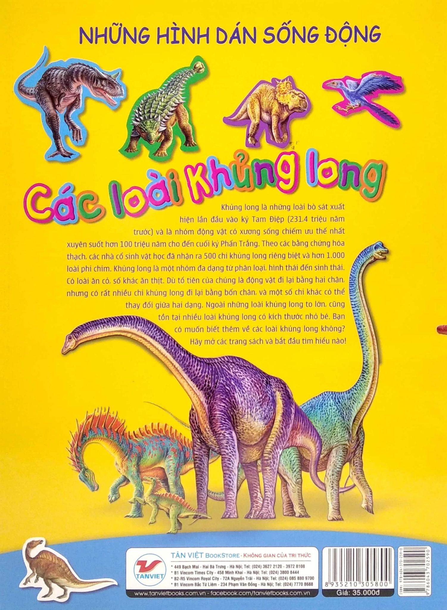  Sách Sticker Cho Bé - Hình dán sống động các loài khủng long 