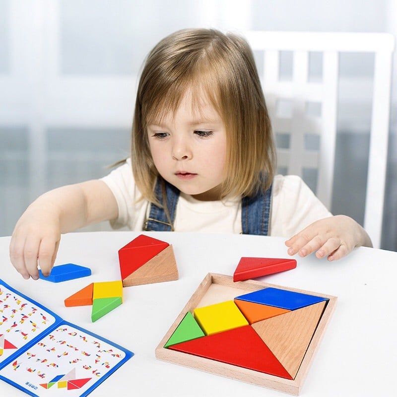  Đồ chơi gỗ ghép hình tangram 7 miếng winwintoys, kèm sách hướng dẫn 