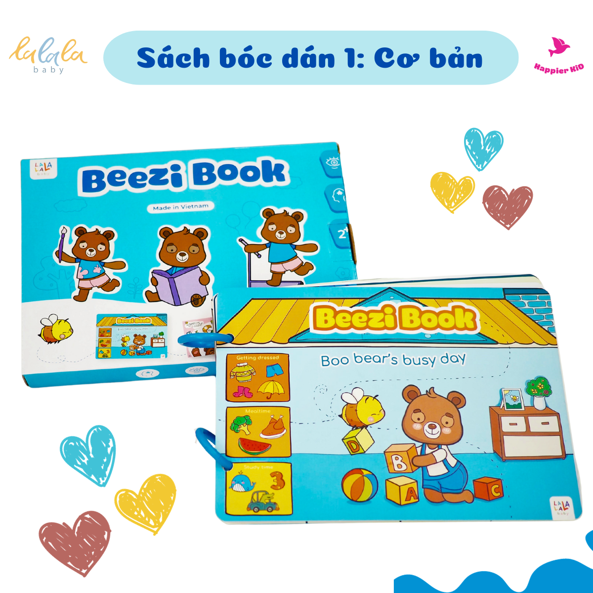  Học liệu bóc dán beezi book montessori Lalala baby nhiều chủ đề đa dạng, song ngữ Anh Việt 