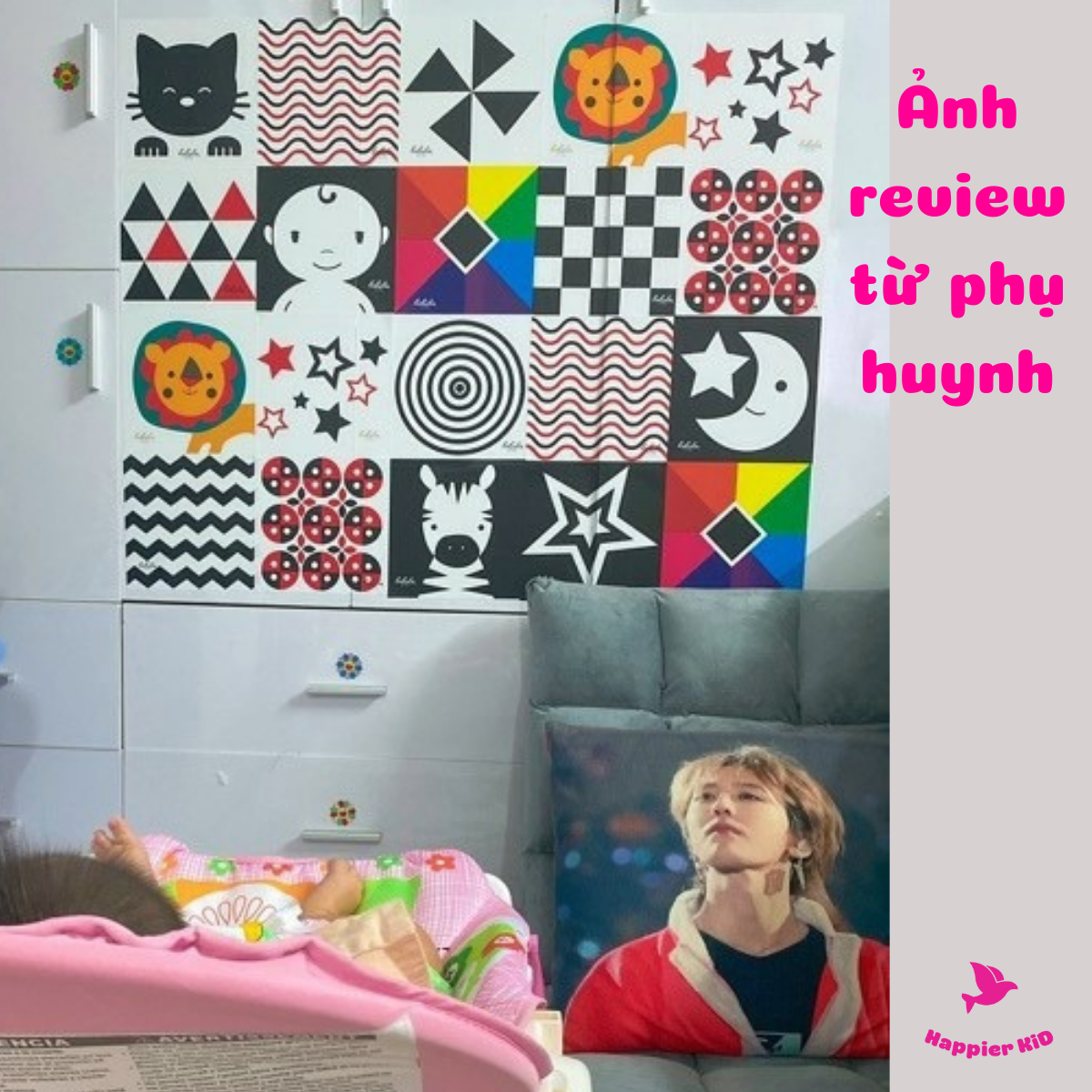  Thẻ decal dán tường kích thích thị giác cho trẻ sơ sinh, thương hiệu Lalala baby 