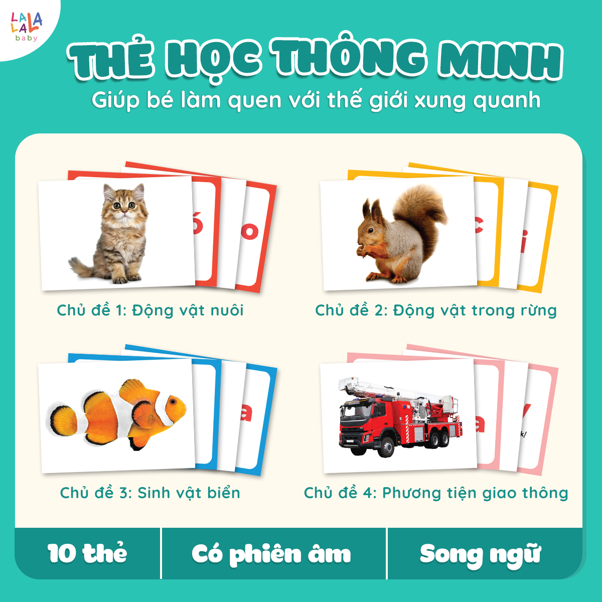  Bộ thẻ flashcard Lalala Baby, song ngữ chuẩn phương pháp Glenn Doman 