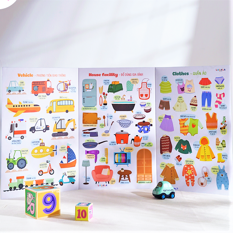  Bảng gấp thông thái song ngữ Lalala baby 96x50cm 