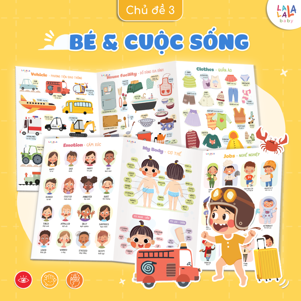  Bảng gấp thông thái song ngữ Lalala baby 96x50cm 