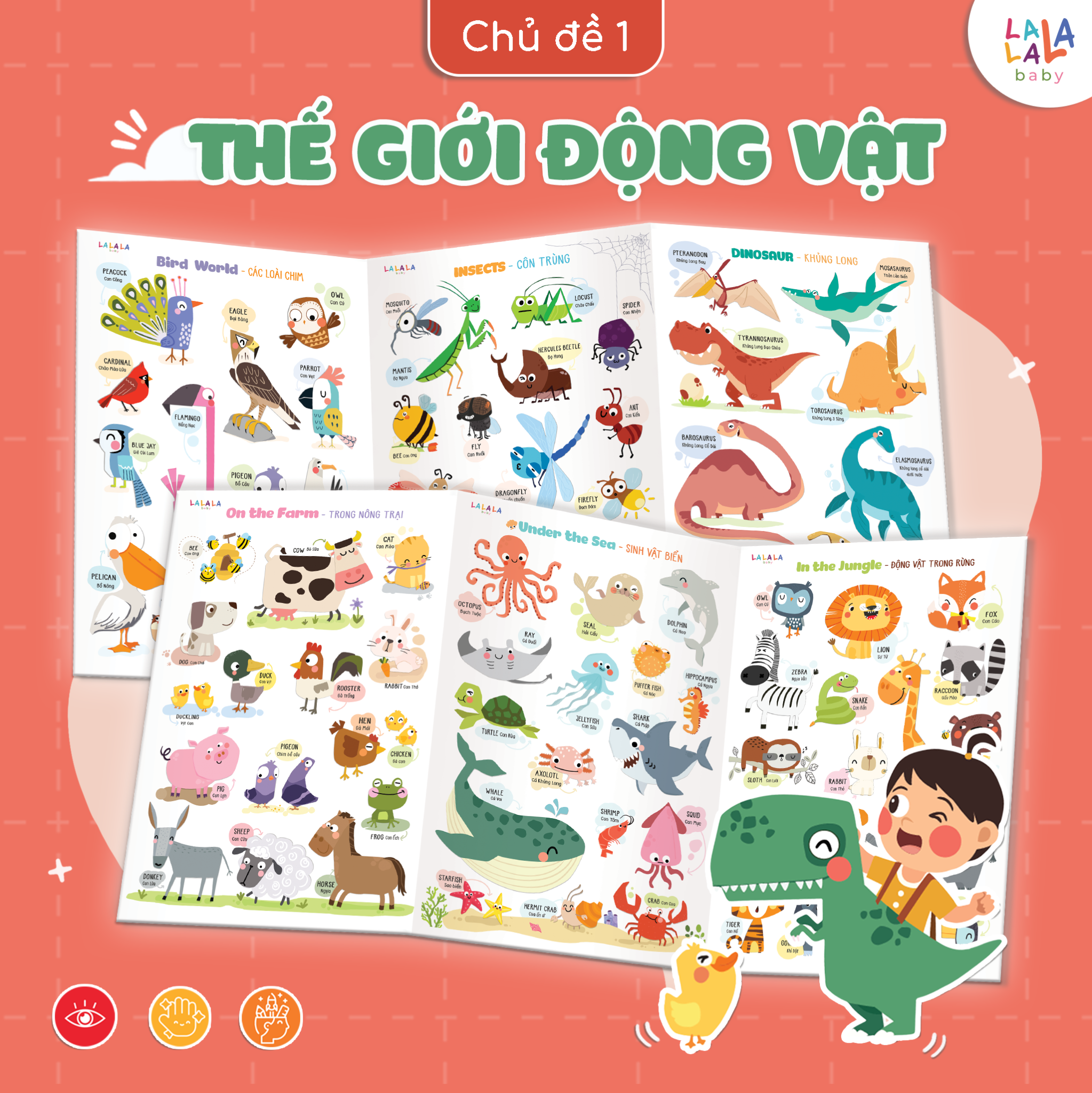  Bảng gấp thông thái song ngữ Lalala baby 96x50cm 