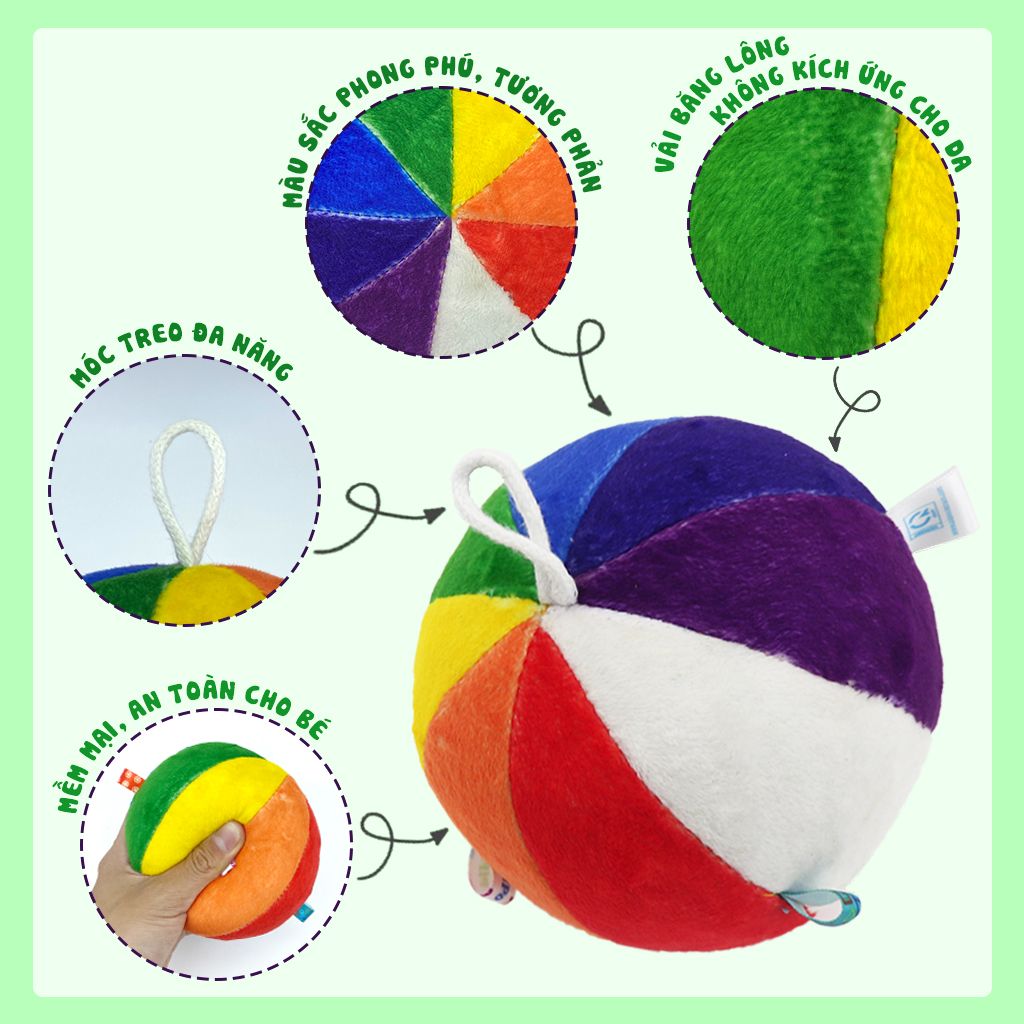  Bóng vải 8 múi rainbow Pipovietnam cho bé từ 6 tháng 
