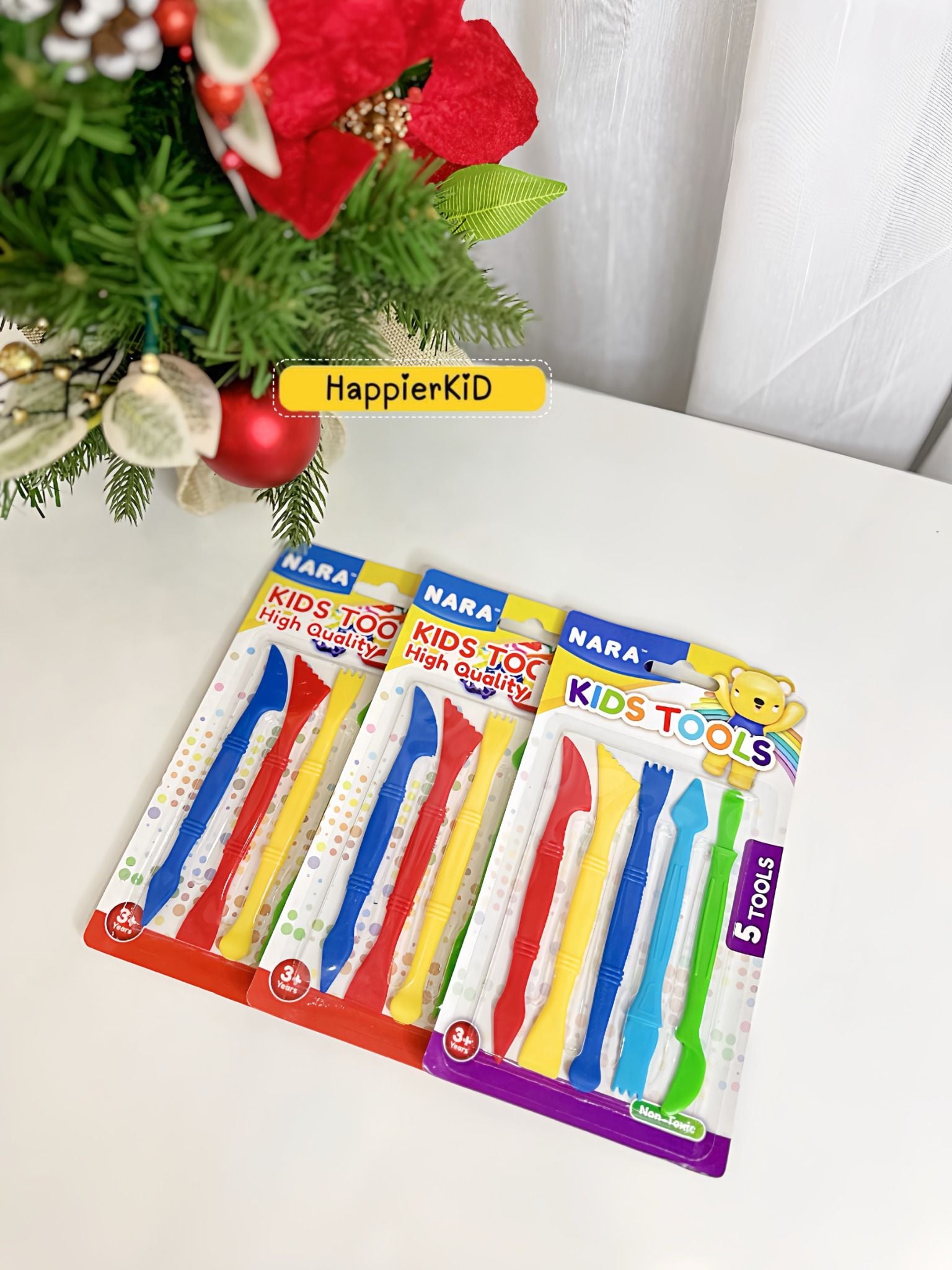  Bộ 5 dụng cụ cắt tạo hình đất sét Nara Thái Lan - hai đầu, bo góc an toàn cho bé 