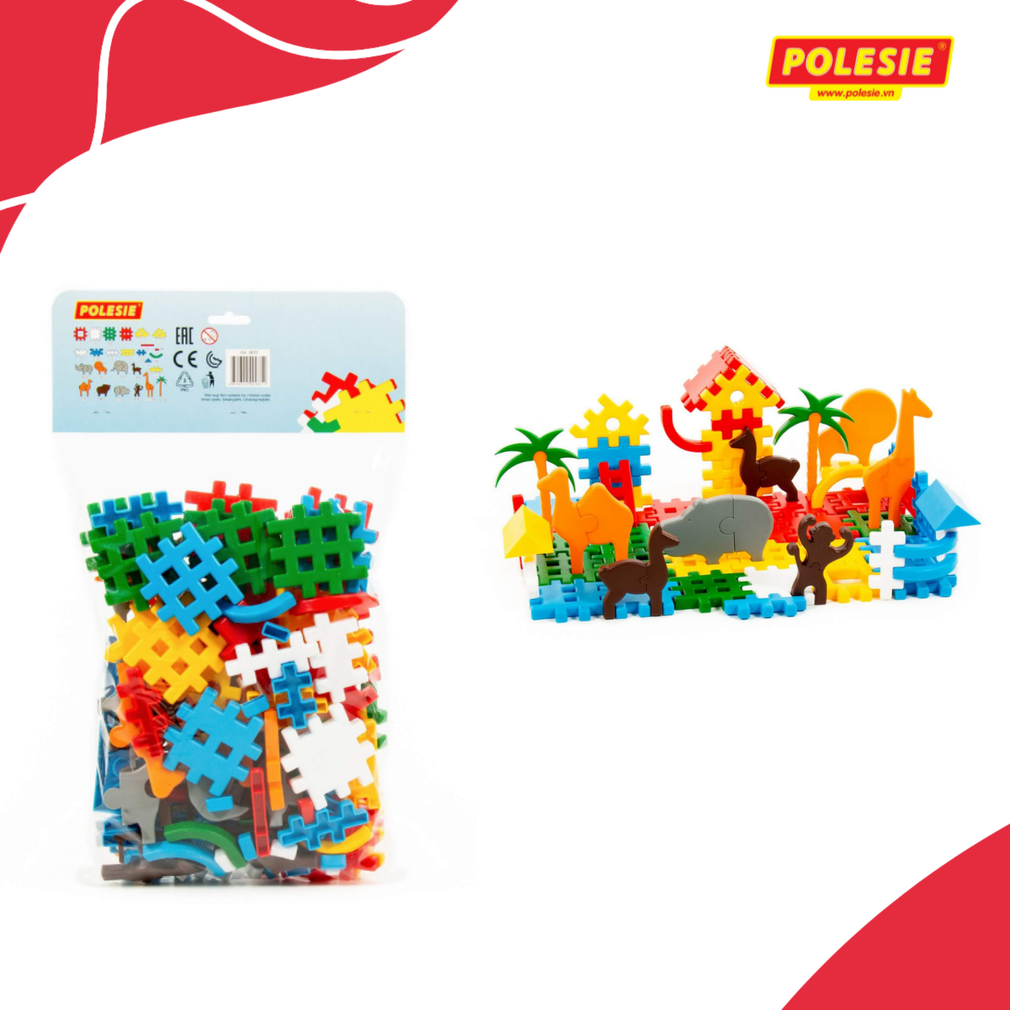  Bộ lắp ghép vườn bách thú Polesie hàng Châu Âu 117 chi tiết 