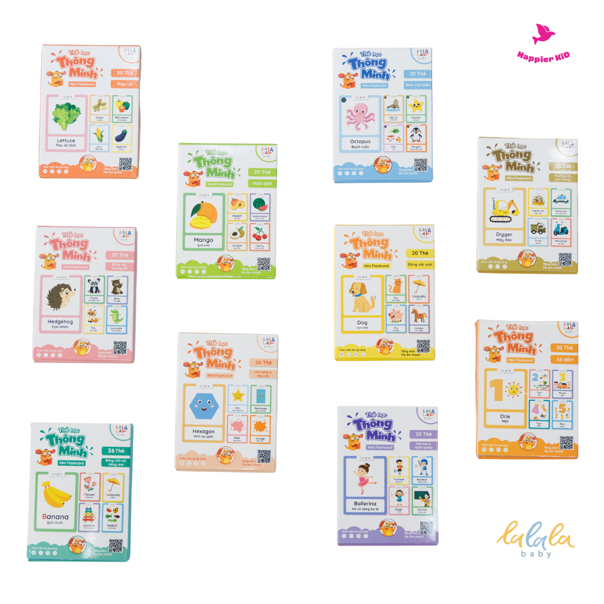  Thẻ học Mini Flashcard song ngữ Anh - Việt nhiều chủ đề 