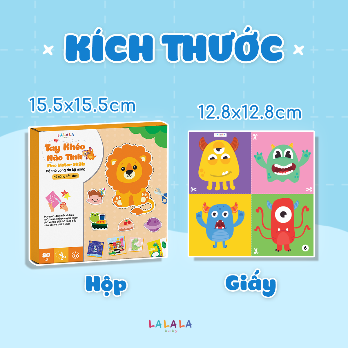  Bộ đồ chơi thủ công cắt dán, gấp giấy, tô màu Lalala baby 