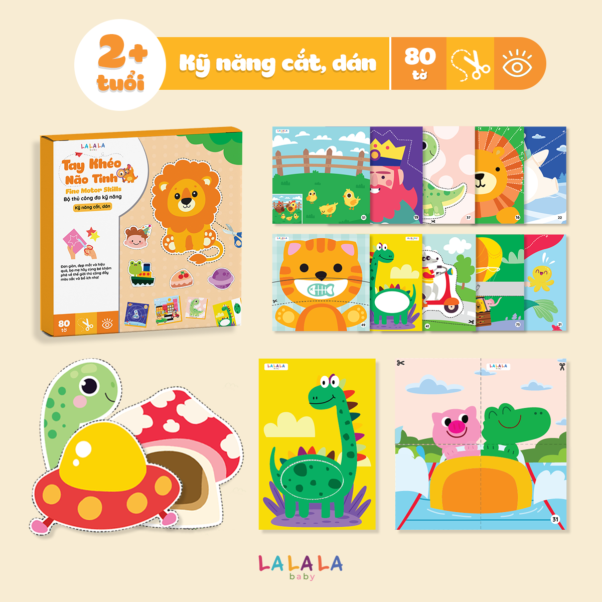  Bộ đồ chơi thủ công cắt dán, gấp giấy, tô màu Lalala baby 