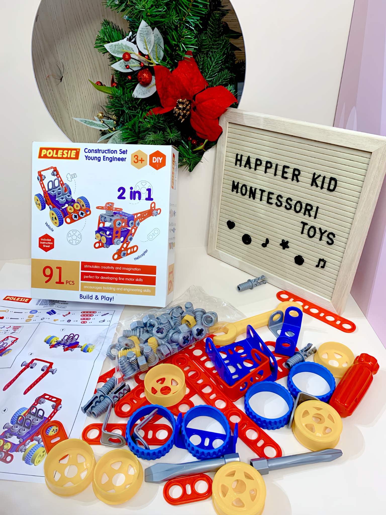  Bộ đồ chơi lắp ghép kỹ sư 91 chi tiết Polesie hàng Châu Âu 