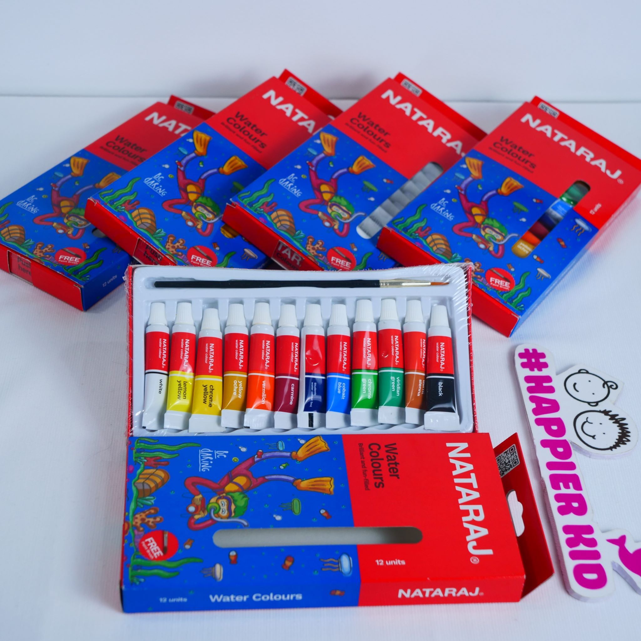  Hộp 12 tuýp màu nước 5 ml, tặng kèm 1 cọ tô màu Nataraj 404486 