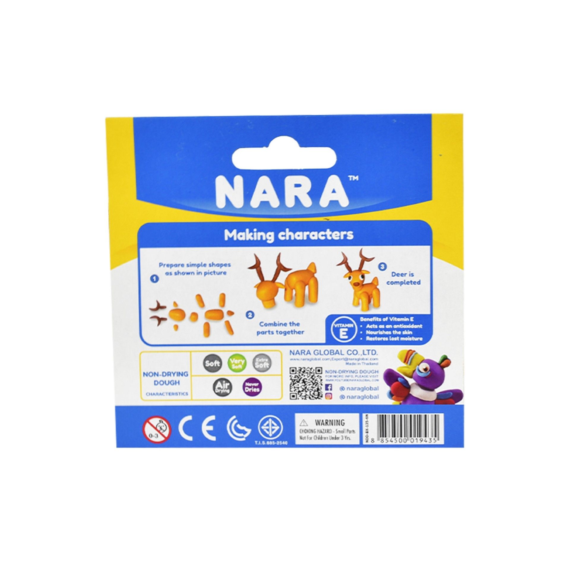  Hộp 6 màu đất nặn Nara Premium Thái Lan - không khô, không dính tay 