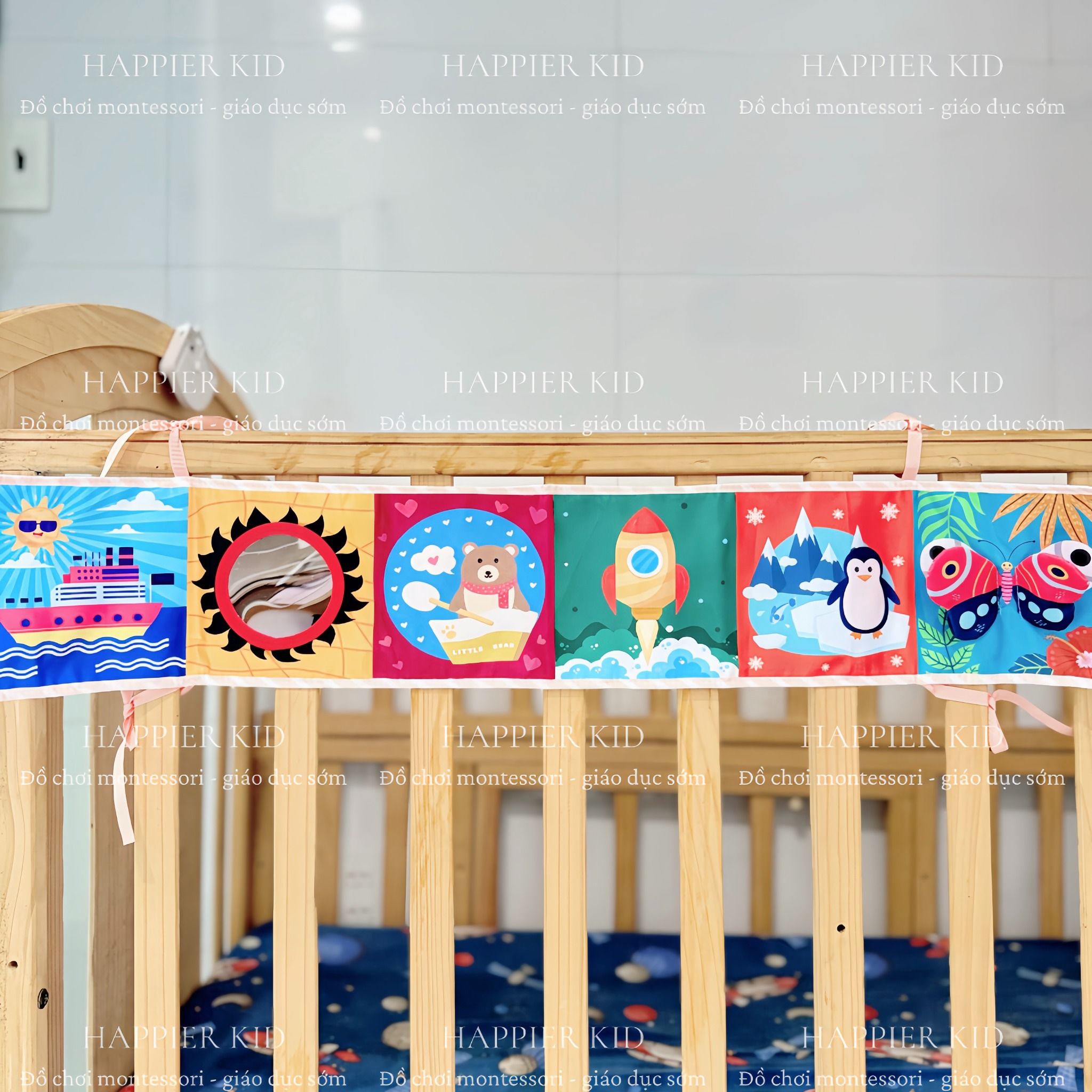  Quây cũi/nôi vải cho bé từ 0-18 tháng phát triển thị giác và trí não 