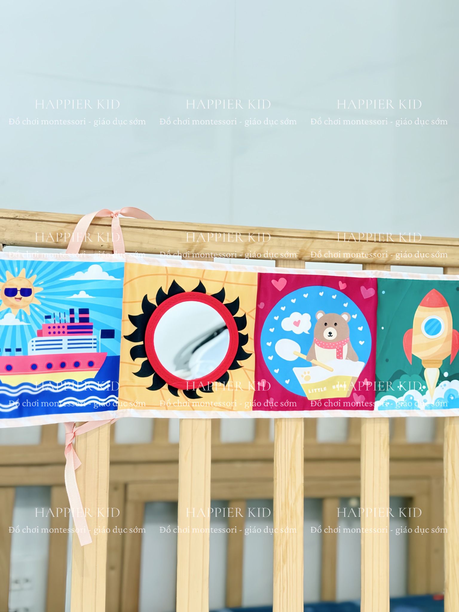  Quây cũi/nôi vải cho bé từ 0-18 tháng phát triển thị giác và trí não 