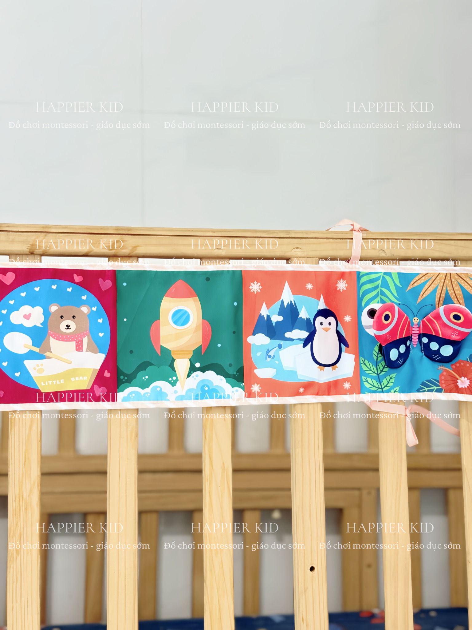  Quây cũi/nôi vải cho bé từ 0-18 tháng phát triển thị giác và trí não 