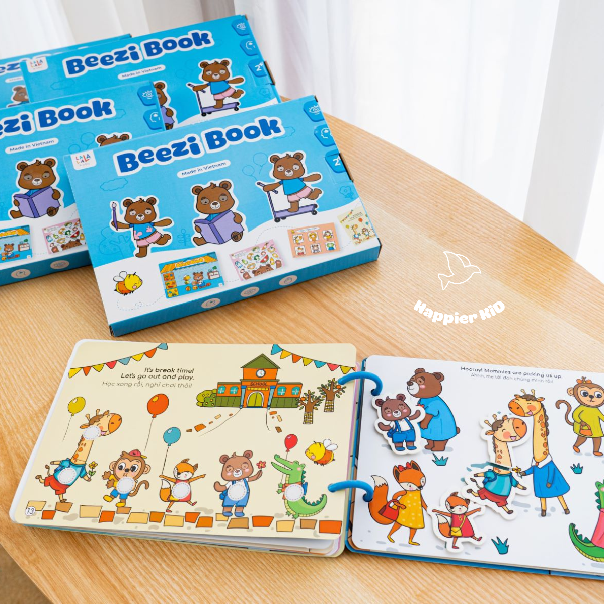  Học liệu bóc dán beezi book montessori Lalala baby nhiều chủ đề đa dạng, song ngữ Anh Việt 
