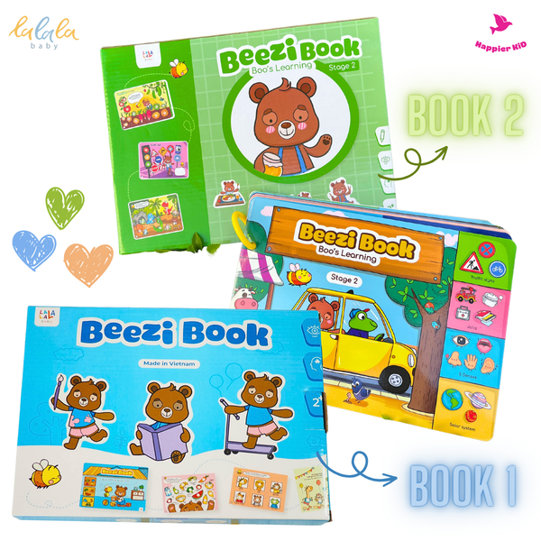  Học liệu bóc dán beezi book montessori Lalala baby nhiều chủ đề đa dạng, song ngữ Anh Việt 