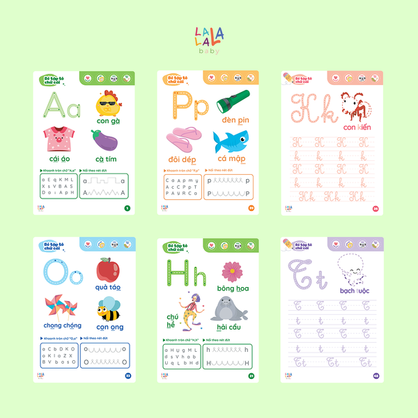  Sách luyện viết, học tiếng Việt Learn Me Lalala Baby,  bôi xóa được, tặng kèm 5 bút + cục bôi 