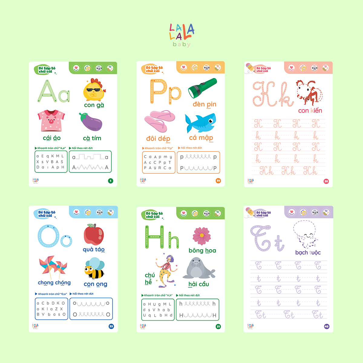  Sách luyện viết, học tiếng Việt Learn Me Lalala Baby,  bôi xóa được, tặng kèm 5 bút + cục bôi 