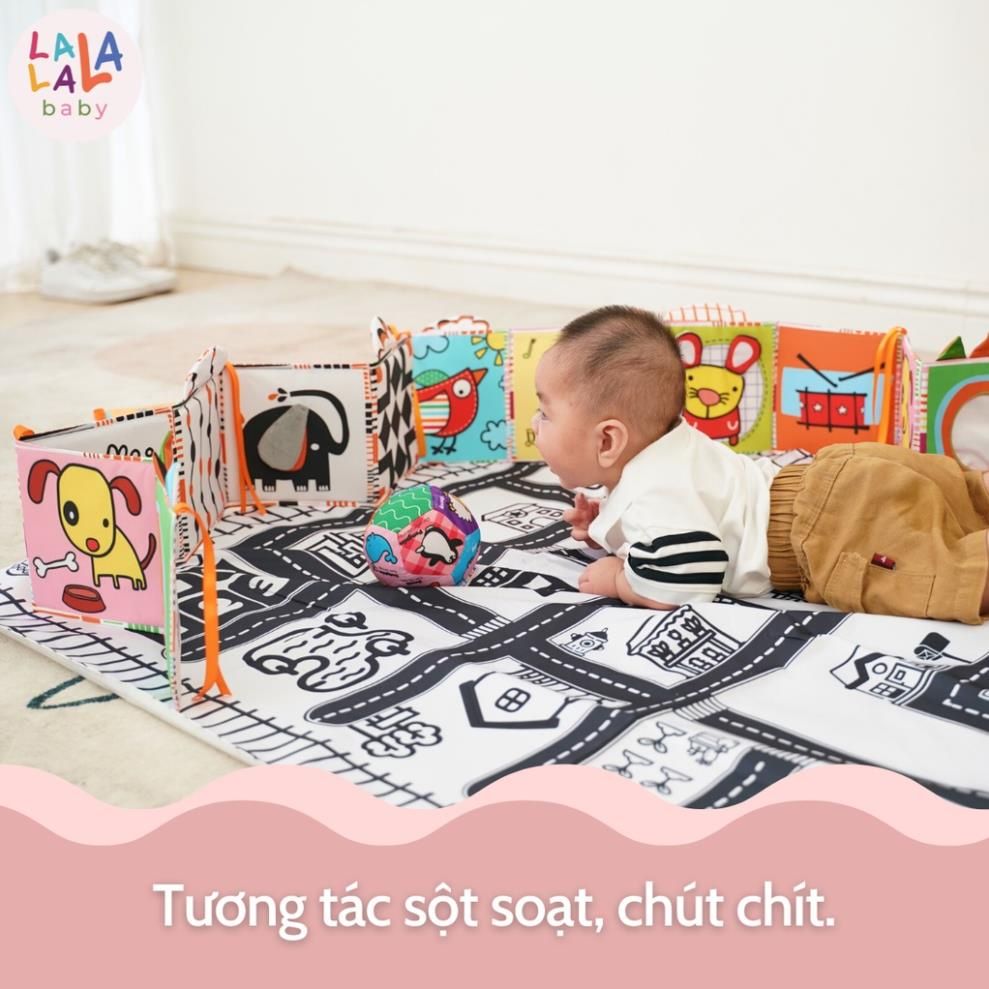  Sách vải 2 mặt kiêm quây cũi kích thích thị giác cho bé Lalala Baby 
