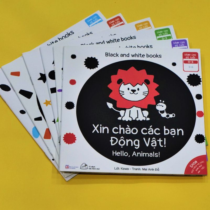  Sách Ehon song ngữ kích thích thị giác Black and White books, cho bé 0-3 tuổi 