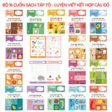 Bộ 16 cuốn sách tập tô màu, luyện viết, học chữ, học số,  câu đố tư duy 