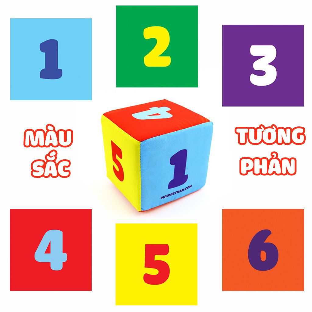  Khối xí ngầu vải PiPoVietnam giúp con thích thú học màu sắc, số đếm 