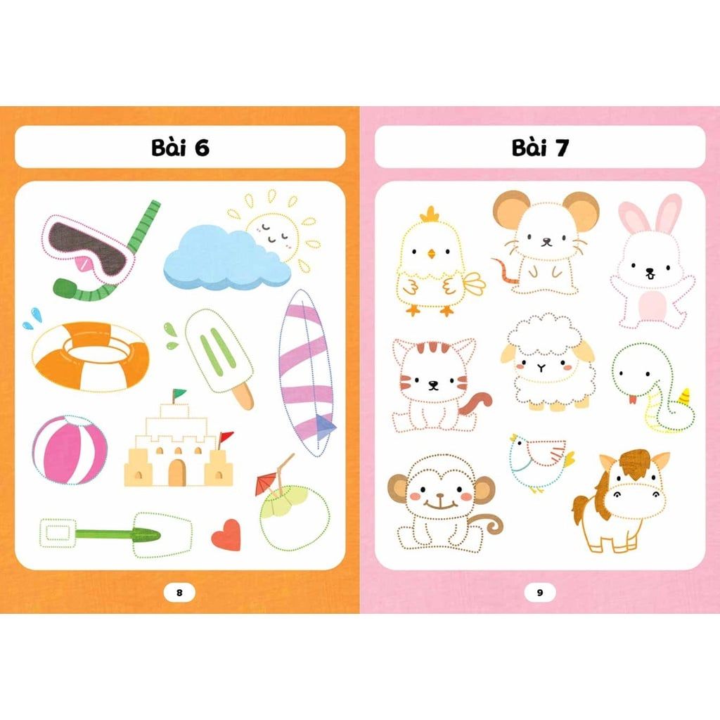  Bộ 16 cuốn sách tập tô màu, luyện viết, học chữ, học số,  câu đố tư duy 