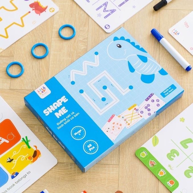 Sách luyện cầm viết Shape Me Lalala Baby, bôi xóa được, tặng kèm 5 bút + cục bôi 