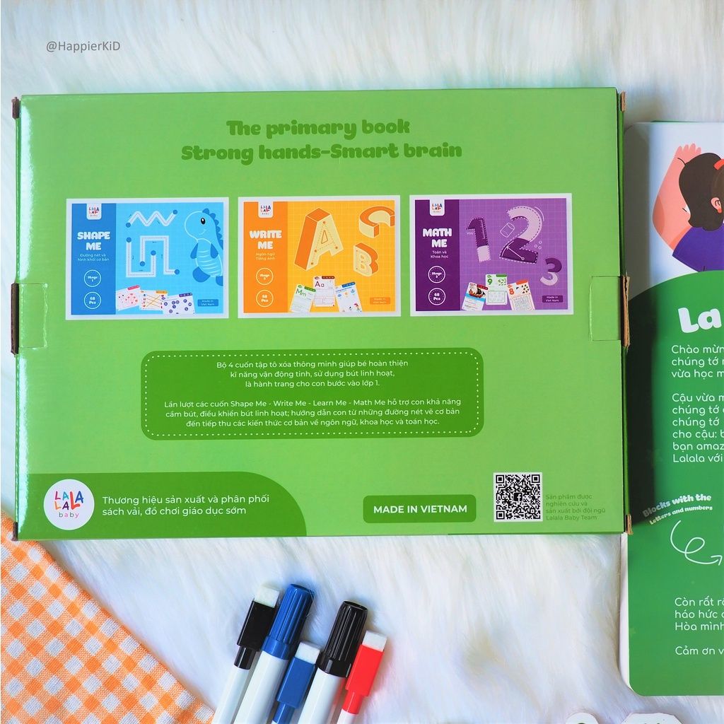  Sách luyện viết, học tiếng Việt Learn Me Lalala Baby,  bôi xóa được, tặng kèm 5 bút + cục bôi 