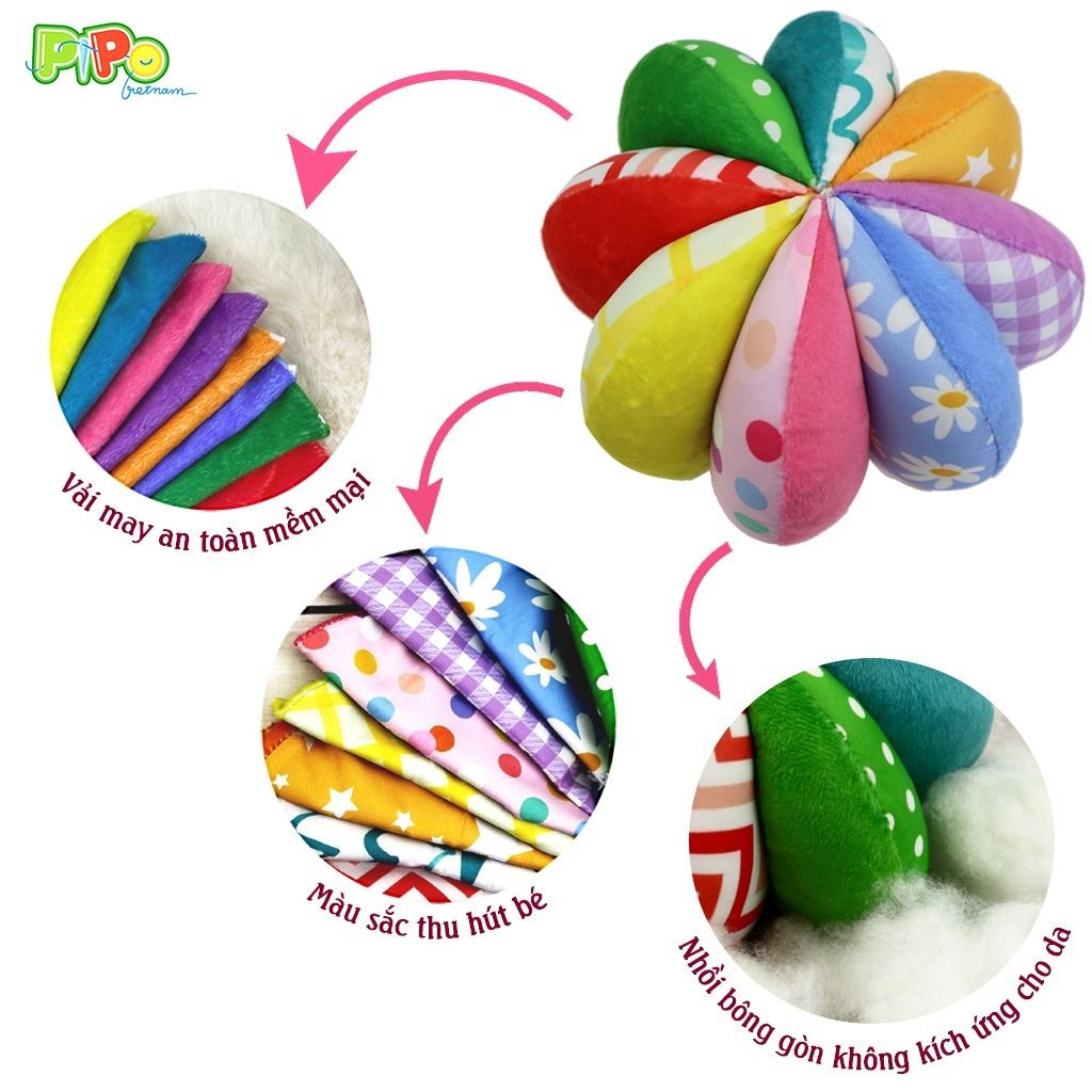  Bóng múi luyện chân montessori Cầu Vồng PiPoVietnam, có dây treo 