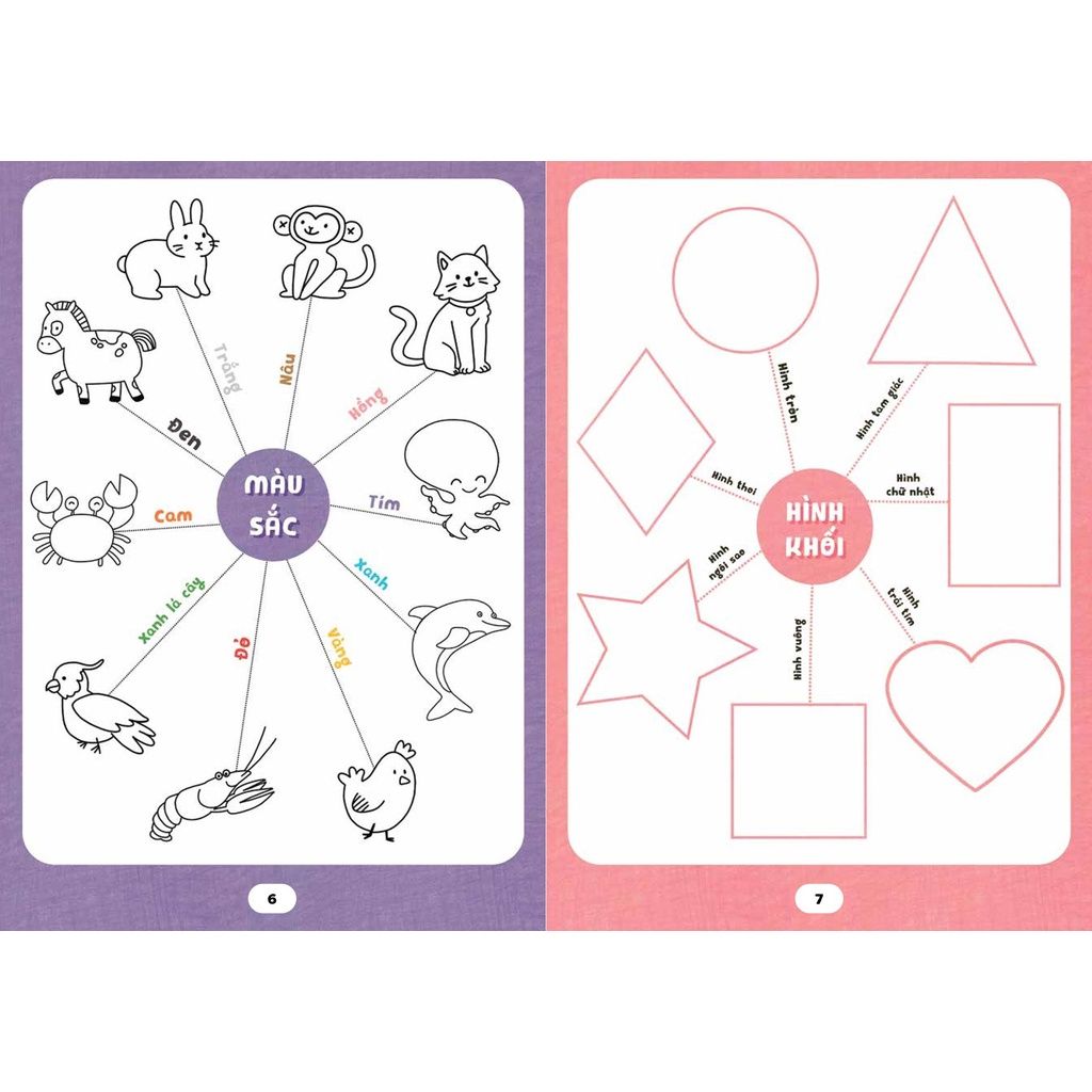  Bộ 16 cuốn sách tập tô màu, luyện viết, học chữ, học số,  câu đố tư duy 