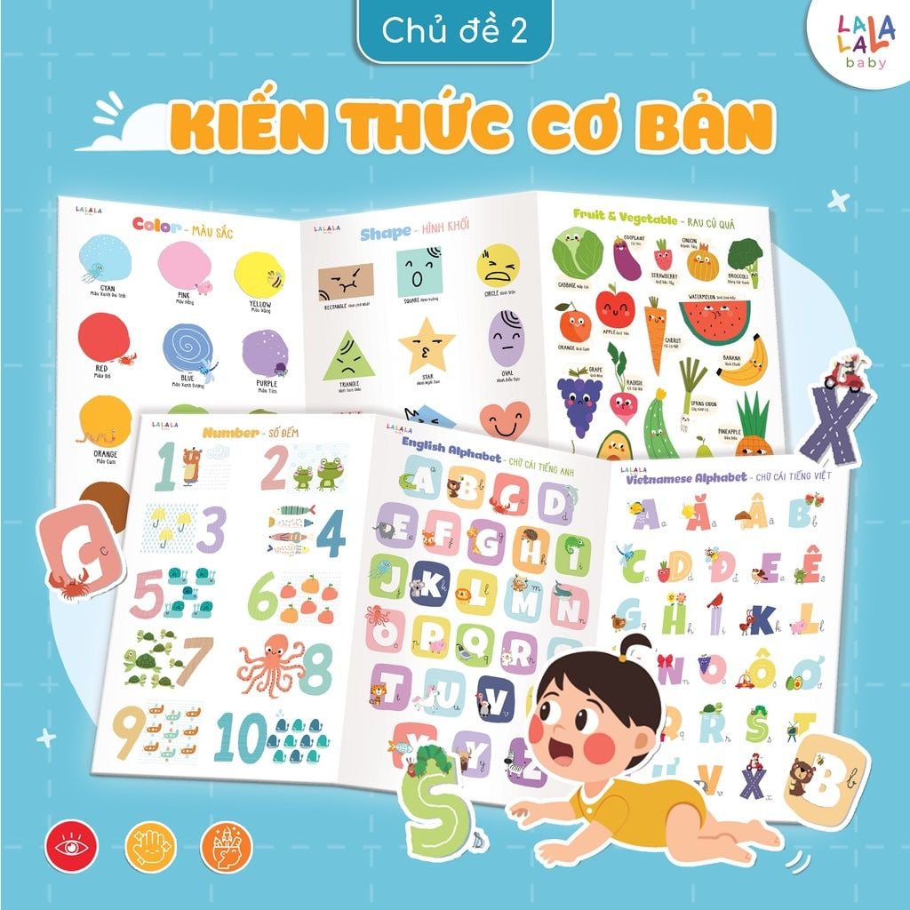  Bảng gấp thông thái song ngữ Lalala baby 96x50cm 