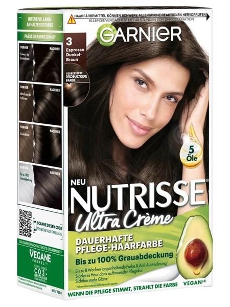  Garnier Nutrisse Nhuộm Tóc số 3 Nâu Sẫm Cà Phê 