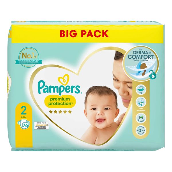  Bỉm Pampers Windeln Premium Protection Größe 2 Mini, New Baby, 4-8 kg,B..., 76 miếng 