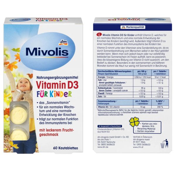  Viên ngậm Mivolis bổ sung vitamin D3 Cho Trẻ Em Từ 4 Tuổi, 60 Viên 
