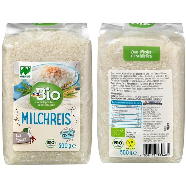  Gạo Sữa Nguyên Chất Milchreis Bio DM 500g 